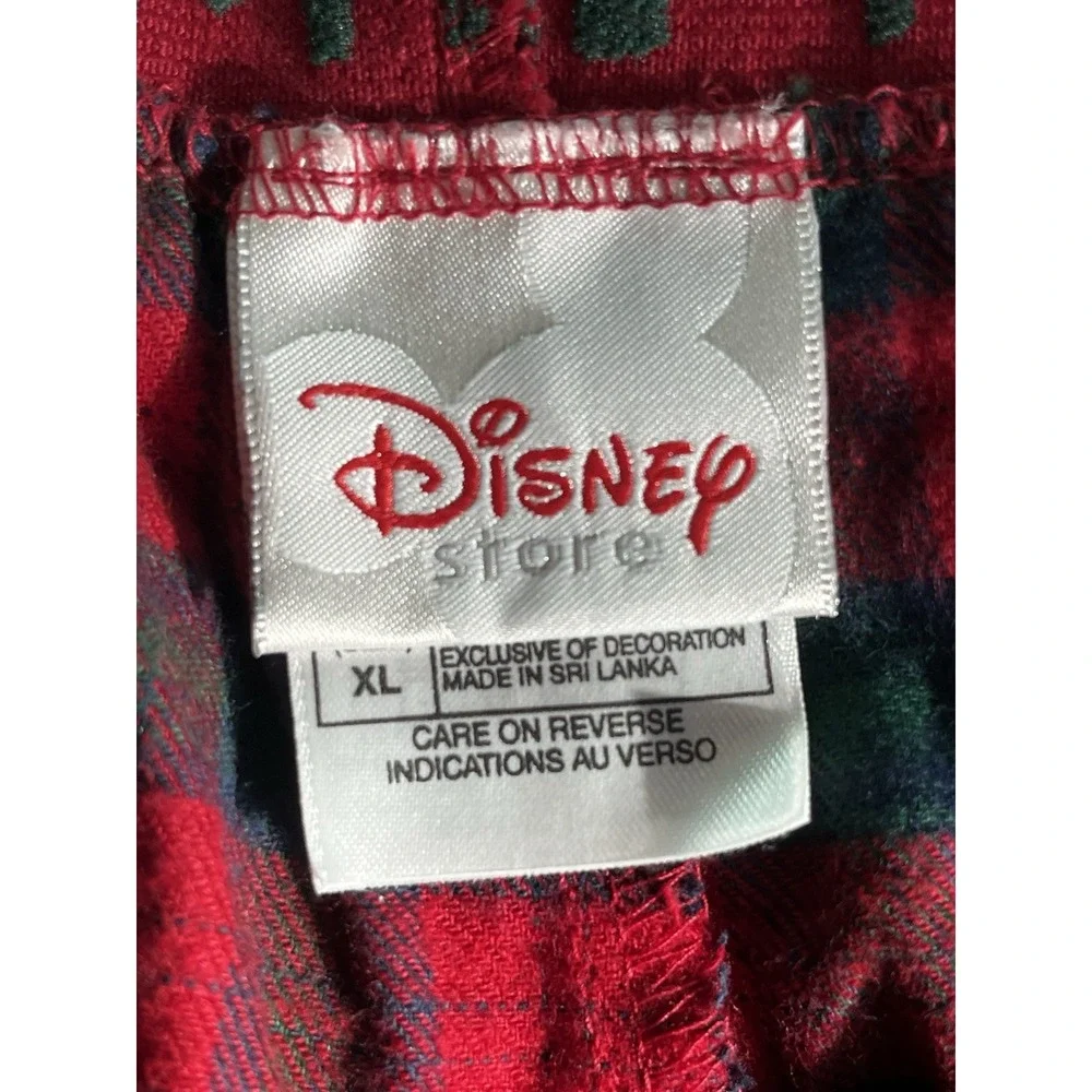 Disney Store Mickey Lounge Pants XL Red Green Checkered Pajama Button Fly Nwot